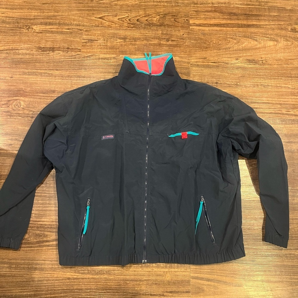 Vintage Columbia pink navy blue and teal wind breaker men’s XL
